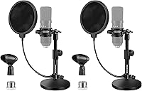 Vista 1 de BILIONE Soporte de micrófono de escritorio multifuncional, soporte de micrófono ajustable con filtro pop, soporte de choque, clip de micrófono