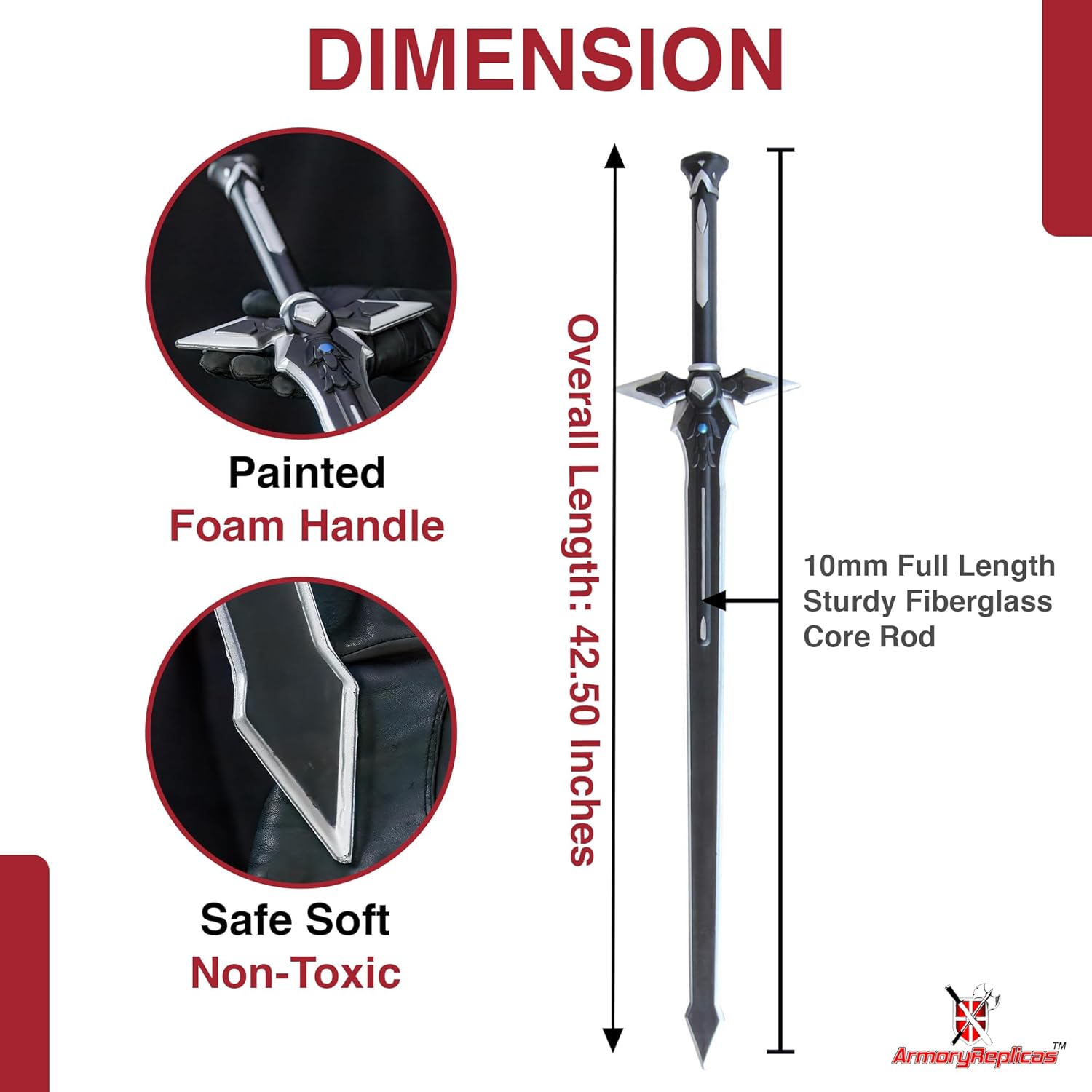 Armory Replicas™ Foam Sword Set with Belt – 42.5" Elucidator & Dark Repulser for Cosplay & Display