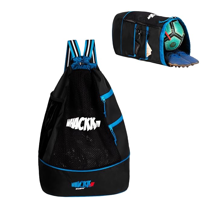 WHACKK Goal Soccer Blk |Equipment Bag|Basketball Volleyball Throwball Drawstring Backpack |Shoes Mobile Bottle Holder Pocket|Sports Men Boys Bag |Dori Backpack|Gym Bag |Kitbag Kit Bag