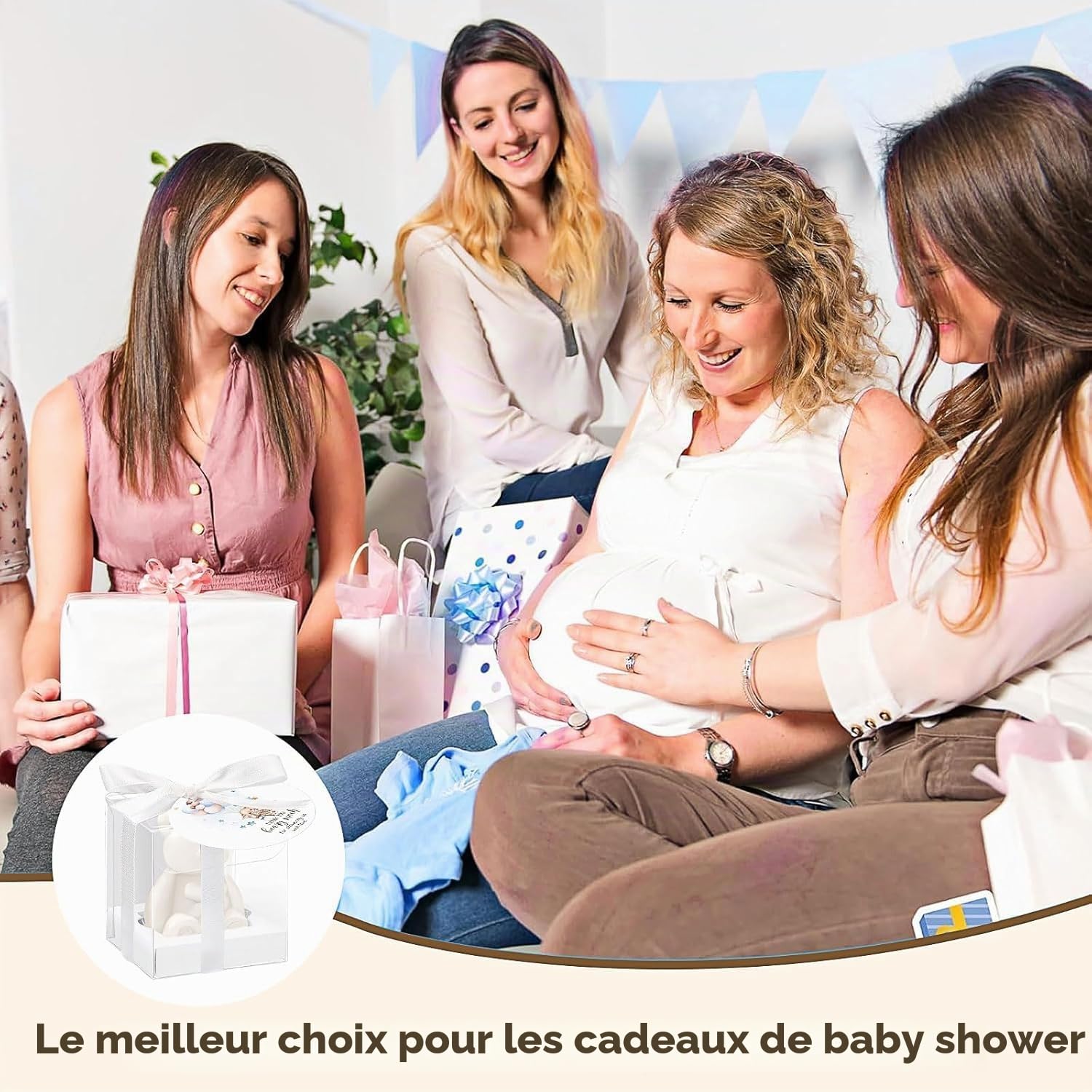 Lot de 36 cadeaux de baby shower, en forme d'ours, avec cartes de remerciement et boîtes, pour décoration de fête prénatale, cadeau d'invité, accessoires de mariage (blanc et marron)