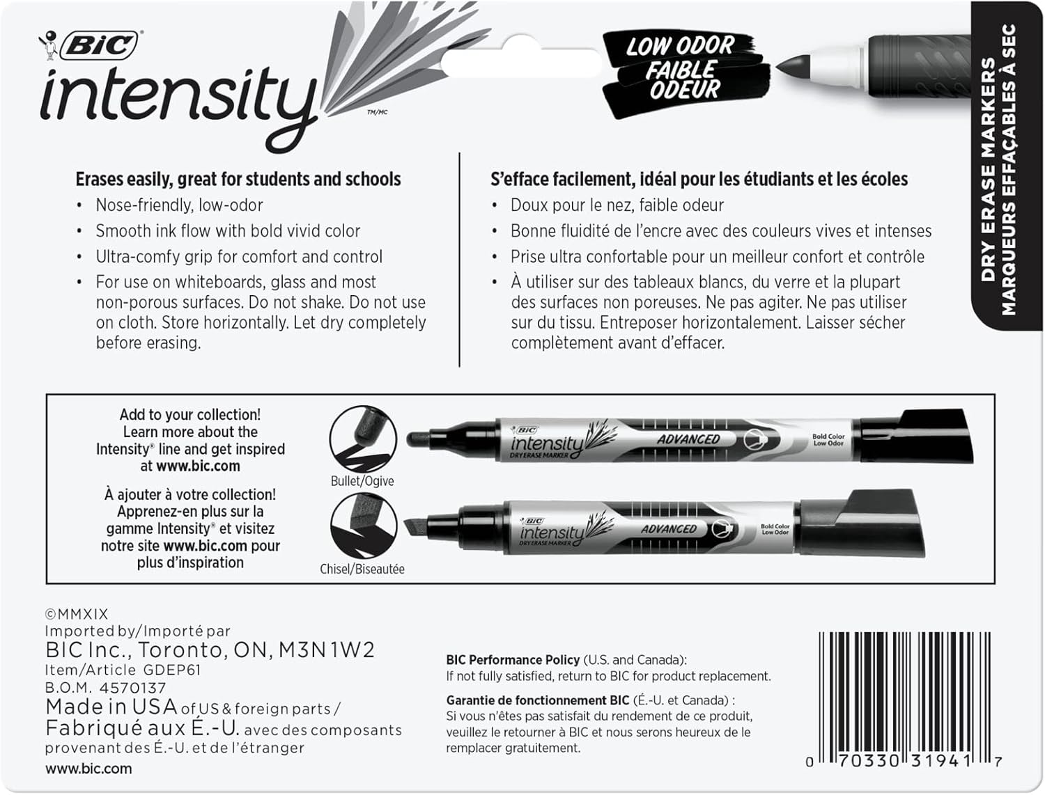 BIC Great Erase Grip Dry Erase Marker, Fine Point, Assorted Colors, 6-Count