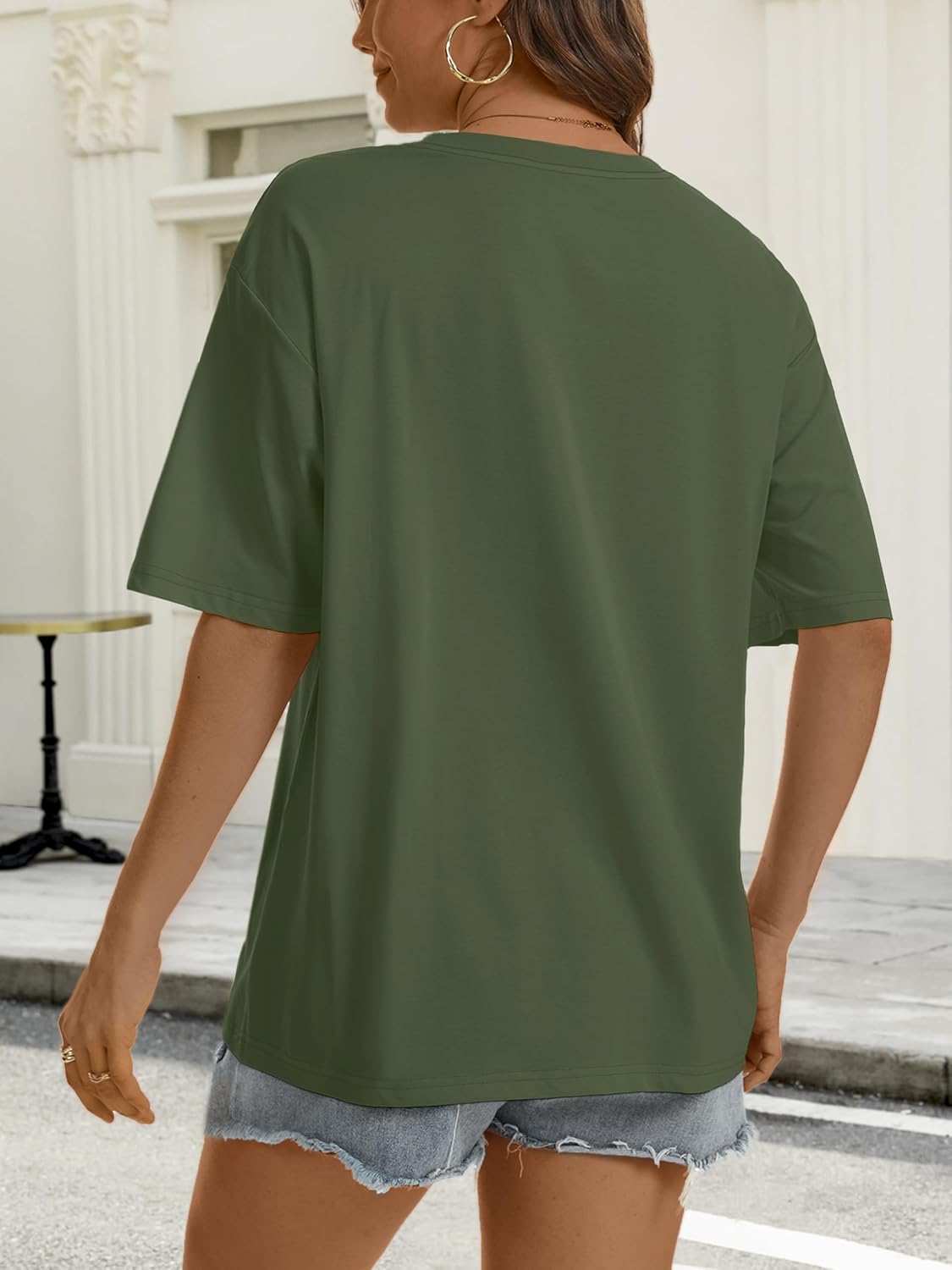 SMENG Women's Oversized Tshirts Cotton Blend Loose Fit Short Sleeve Shirts Basic Comfy Summer Tees Trendy Outfits 2026 - Image 2