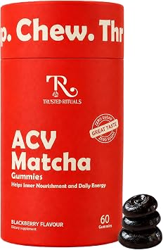 ACV Matcha Gummies Max Strength 1000mg ACV with Matcha, Ashwagandha, Prebiotic Fiber & Vitamins B6/B12 Gut, Mind, Metabolism & Digestion Support Vegan, No Added Sugar, 60 Gummies