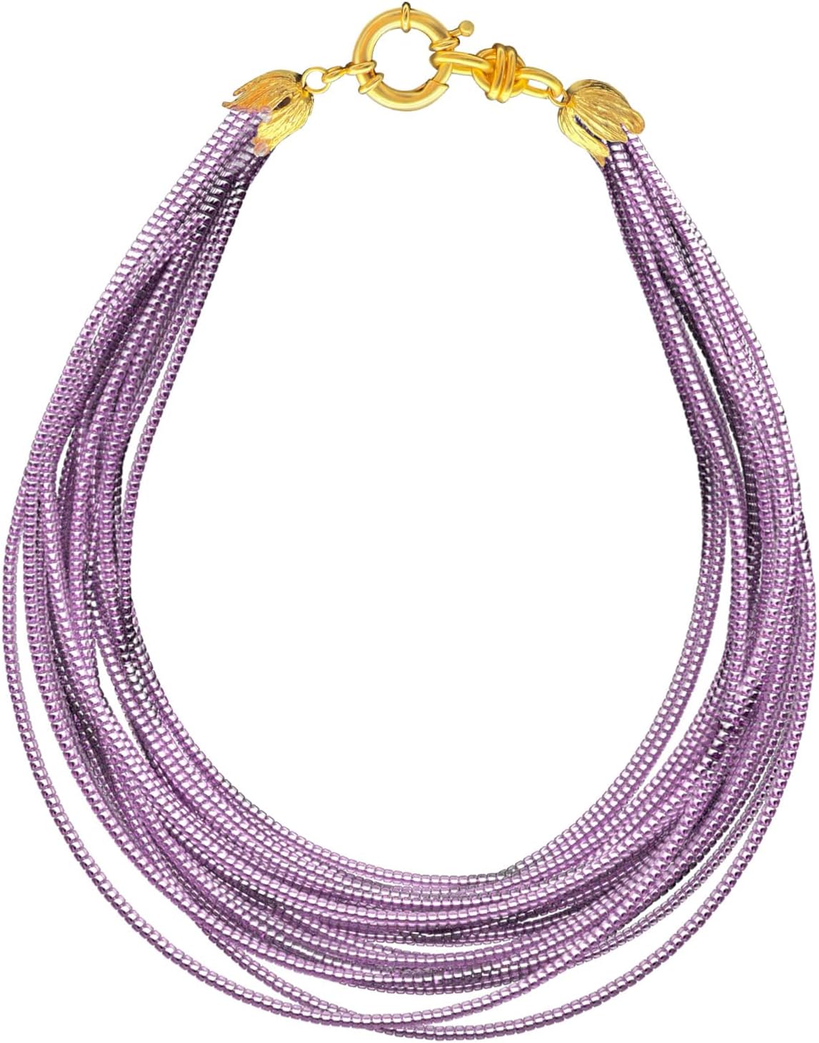 Women's Necklace Multi Layered Retro Fashion Bohemian Vacation Style Purple Pearl Collar Chain Accessory