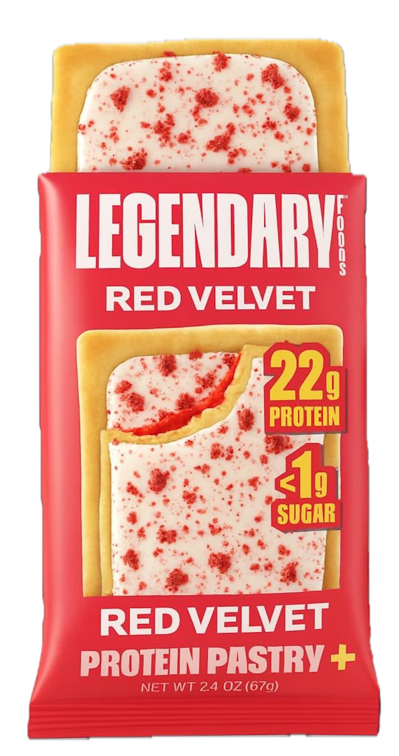 Legendary Foods 22g Protein Pastry 0g Added Sugar, Low Carb, Gluten Conscious, Keto Snack, Ideal for Glucose Management, Includes Whey Protein Isolate (4, Red Velvet)