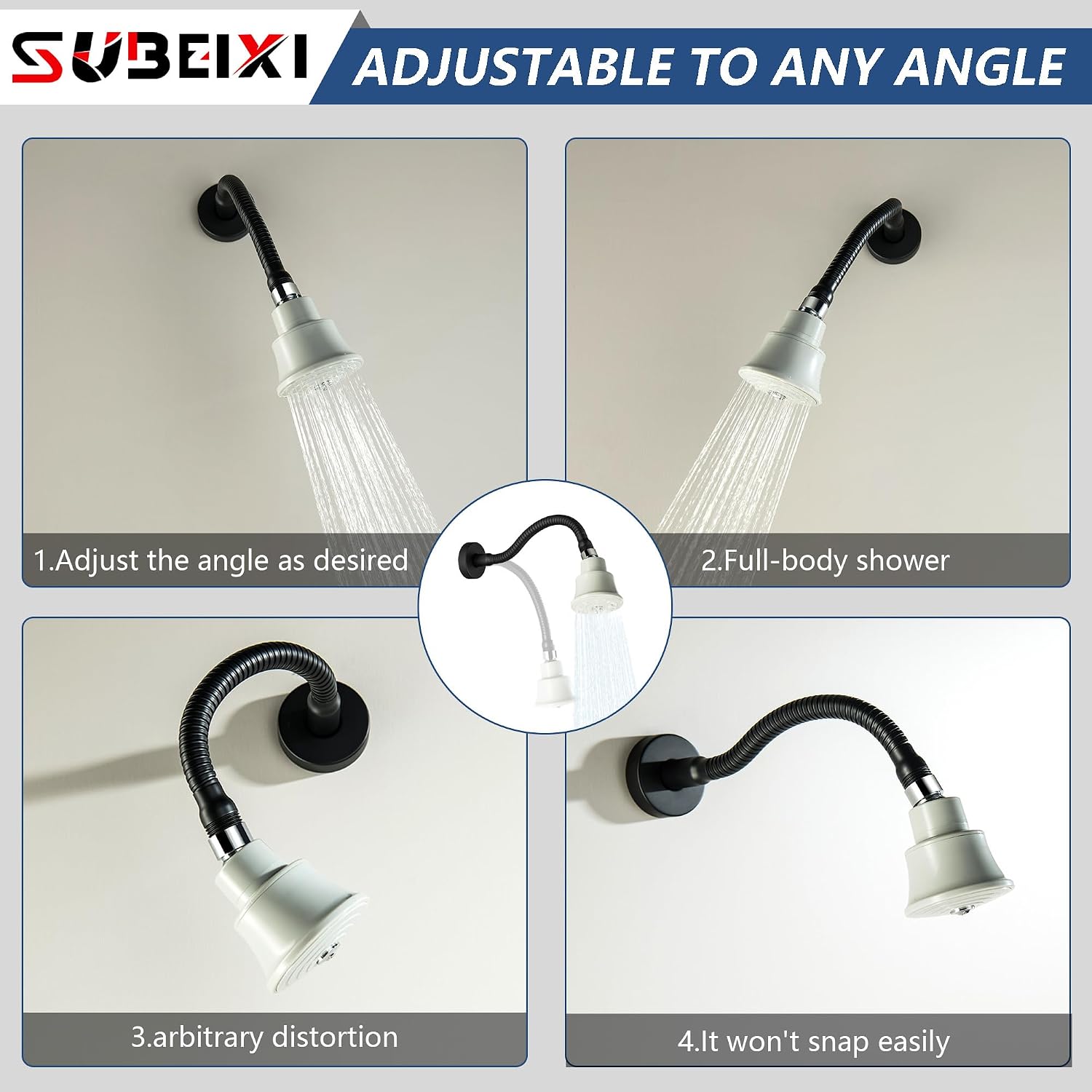 Adjustable Shower Arm with 3" High Pressure Shower Head, Powerful Pressure Boosting Rain Showerhead with Adjustable Swivel Brass Ball Joint