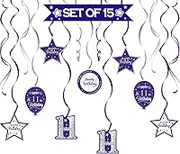 Vista 16 de Juego de decoraciones para fiesta de cumpleaños número 16, serpentinas moradas con soporte de globo de mesa morado, decoraciones de fiesta