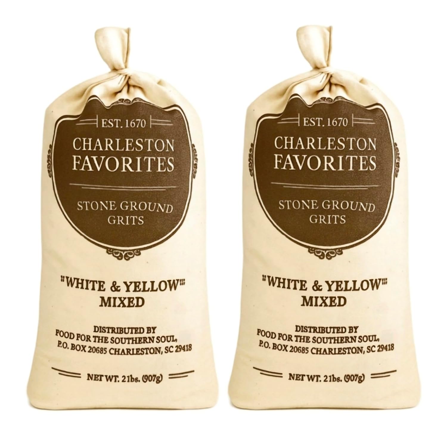 Charleston Favorites Stone Ground White Grits, 2 Pack, Southern Soul Food, Est. 1670