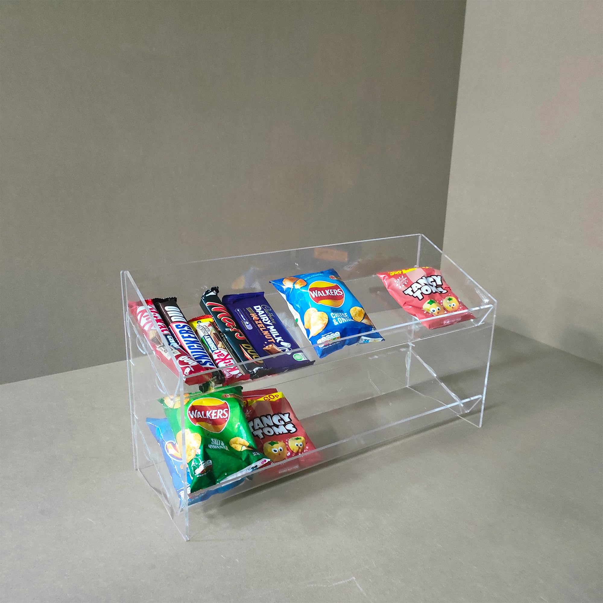 Clear Acrylic Confectionery Display Stand For Candy and Sweets Presentation (2-TIER)