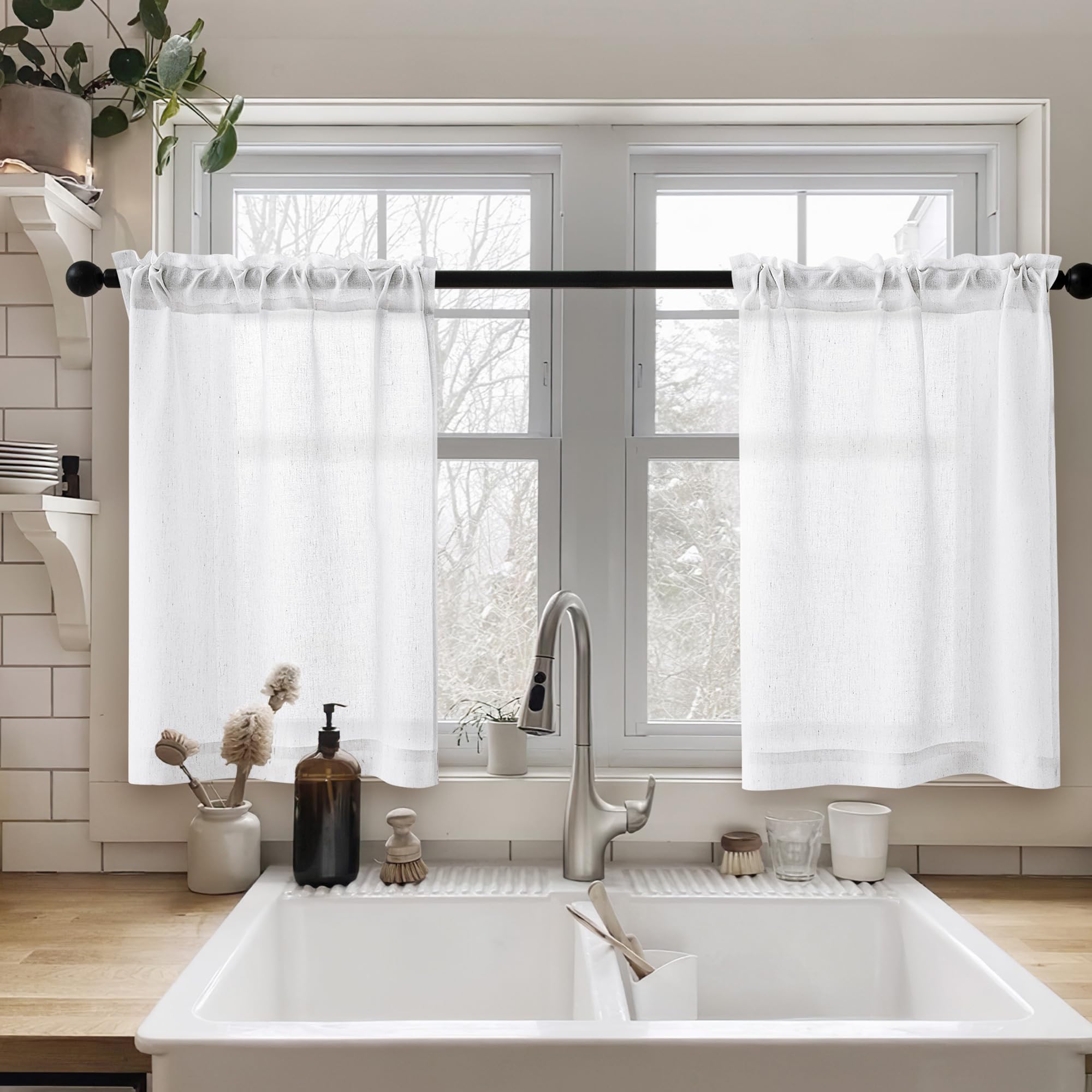 Elegant White Curtain for Kitchen Window: Brighten Your Space