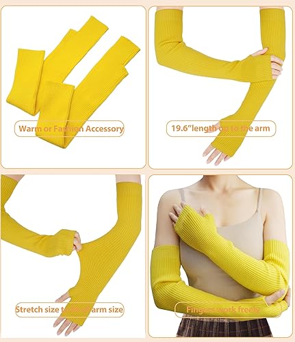 Miniatura 24 de Guantes cálidos de cachemira de brazo largo para mujer, guantes de invierno acogedores sin dedos, calentadores de brazos suaves, gran regalo de Negro