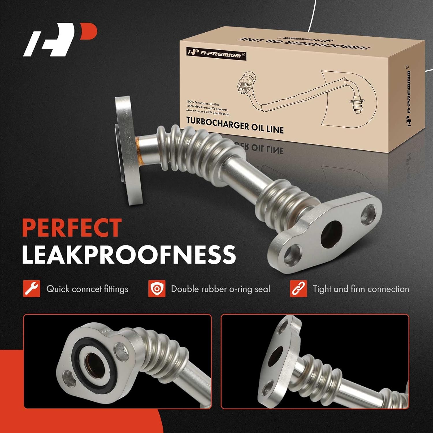 A-Premium Turbocharger Oil Return Line Compatible with Ford Escape 2016, Fusion 2016 & Lincoln MKZ 2015-2016, MKC 2016, 2.0L