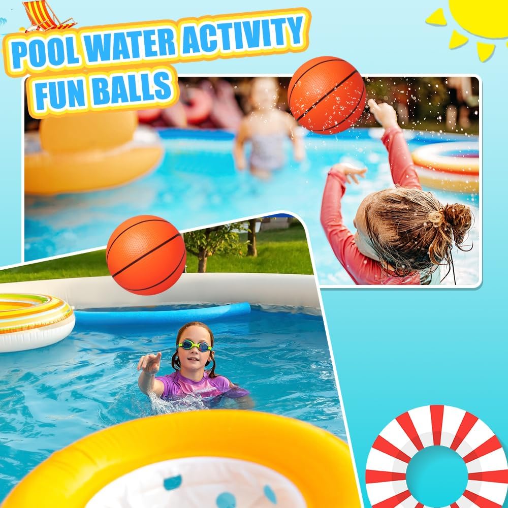 Dilabnba 8" Mini Rubber Replacement Basketballs for Basketball Hoop/Pool, Kids Toddler Soft Beach Bouncy Ball Sports Party Game, Junior Balls Indoor Outdoor Arcades Games, Lightweight (4PCS) image 2