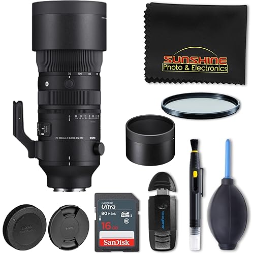 Sigma 70-200mm f2.8 DG DN OS Sports Lens for Sony E with Sunshine Photo Basic Bundle - 4 Years USA Manufacturer Warranty