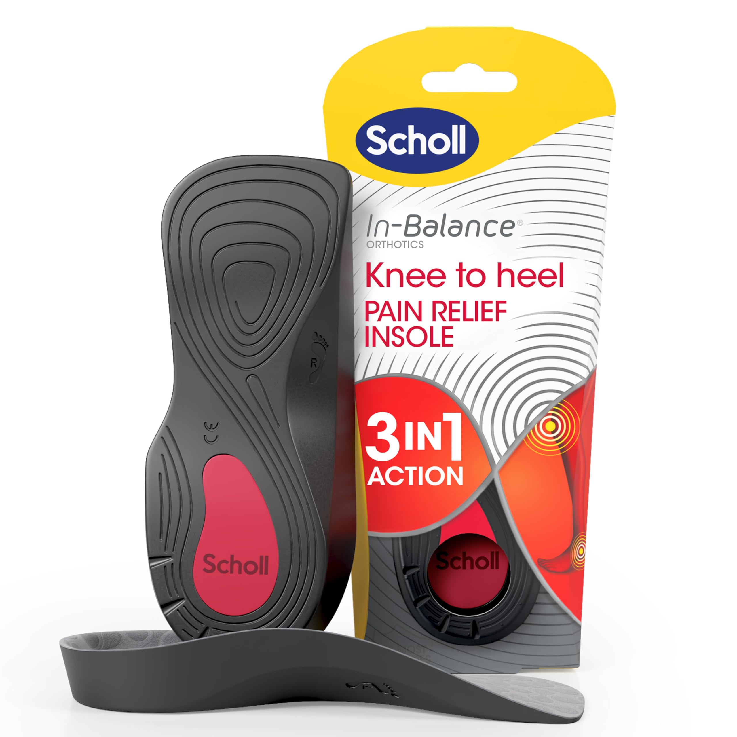 Schollin-Balance Orthotics Plantar Fasciitis Pain Relief Insoles - 3-in-1 Insoles for Lower Back, Arch Support, Knee and Ankle Pain, 1 Pair