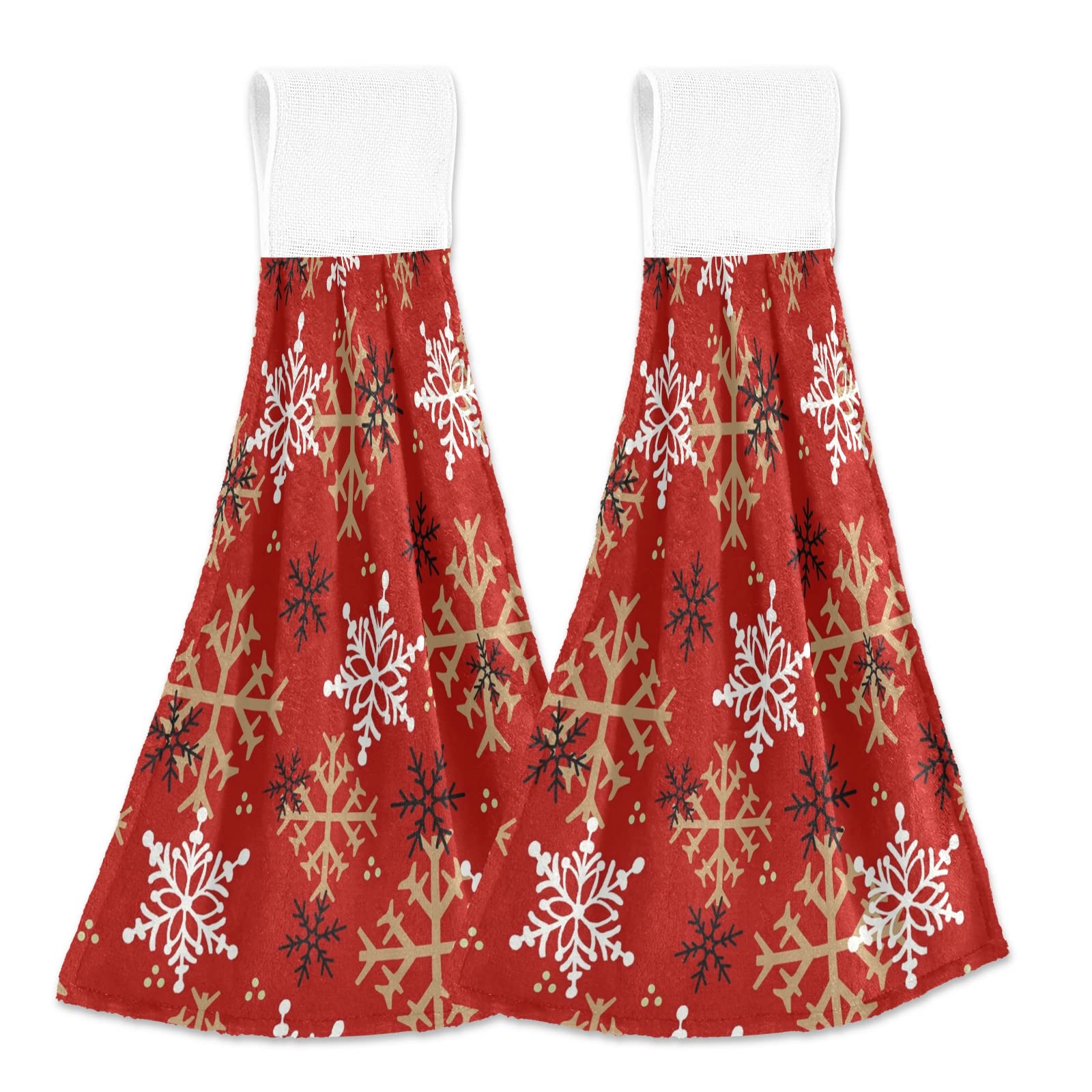 Set Di 2 Asciugamani Da Cucina Natalizi Con Anello - Invernali, Cardinali, Pino - 30,5 X 43,2 Cm