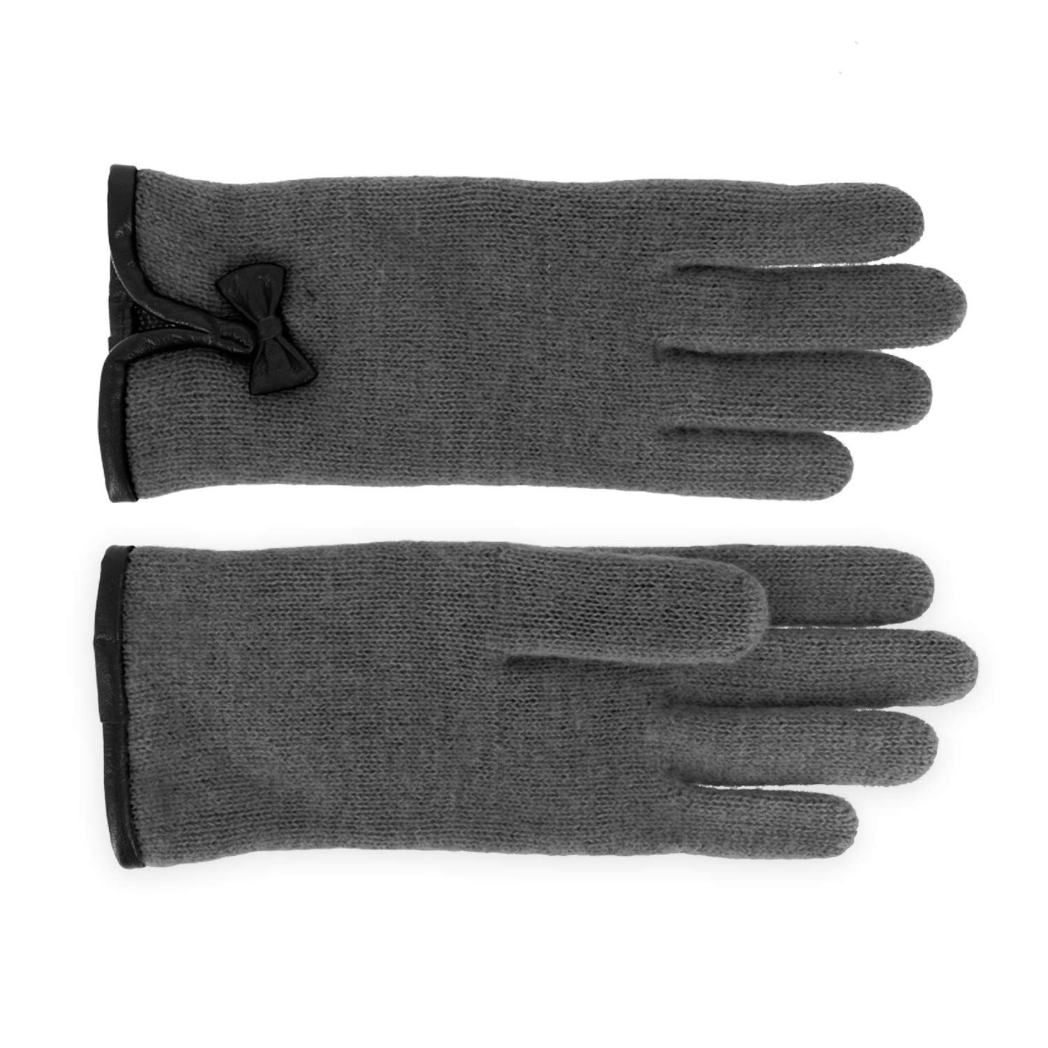 fiebig Guantes de senderismo con dobladillo de piel y lazo moderno. Guantes de lana para mujer, en muchos colores antracita 7