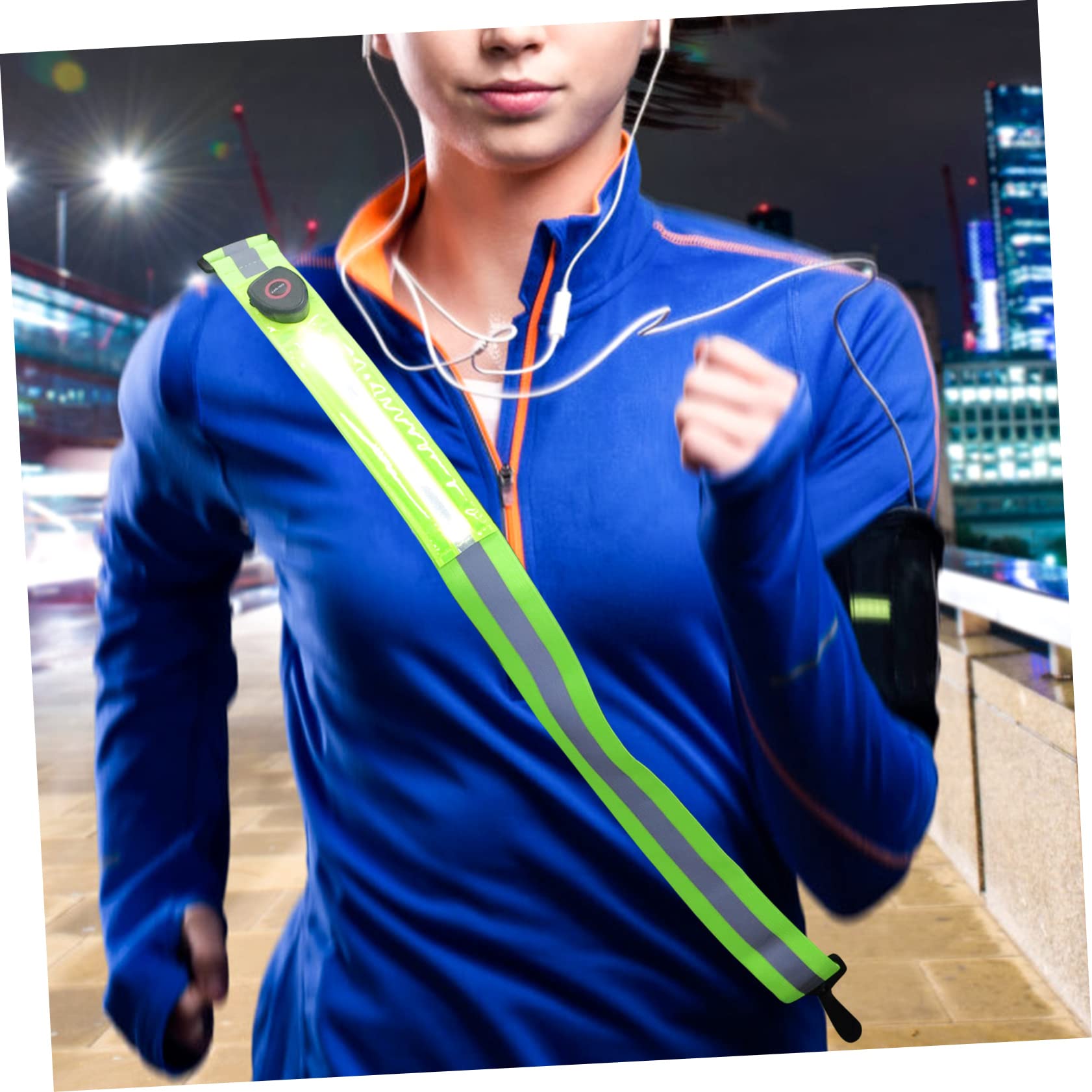 ibasenice Ceinture de Course Réfléchissante LED Bandes Lumineuses Rechargeables pour Activités Nocturnes Équipement de Sécurité Hautement Visible pour Jogging et Randonnée