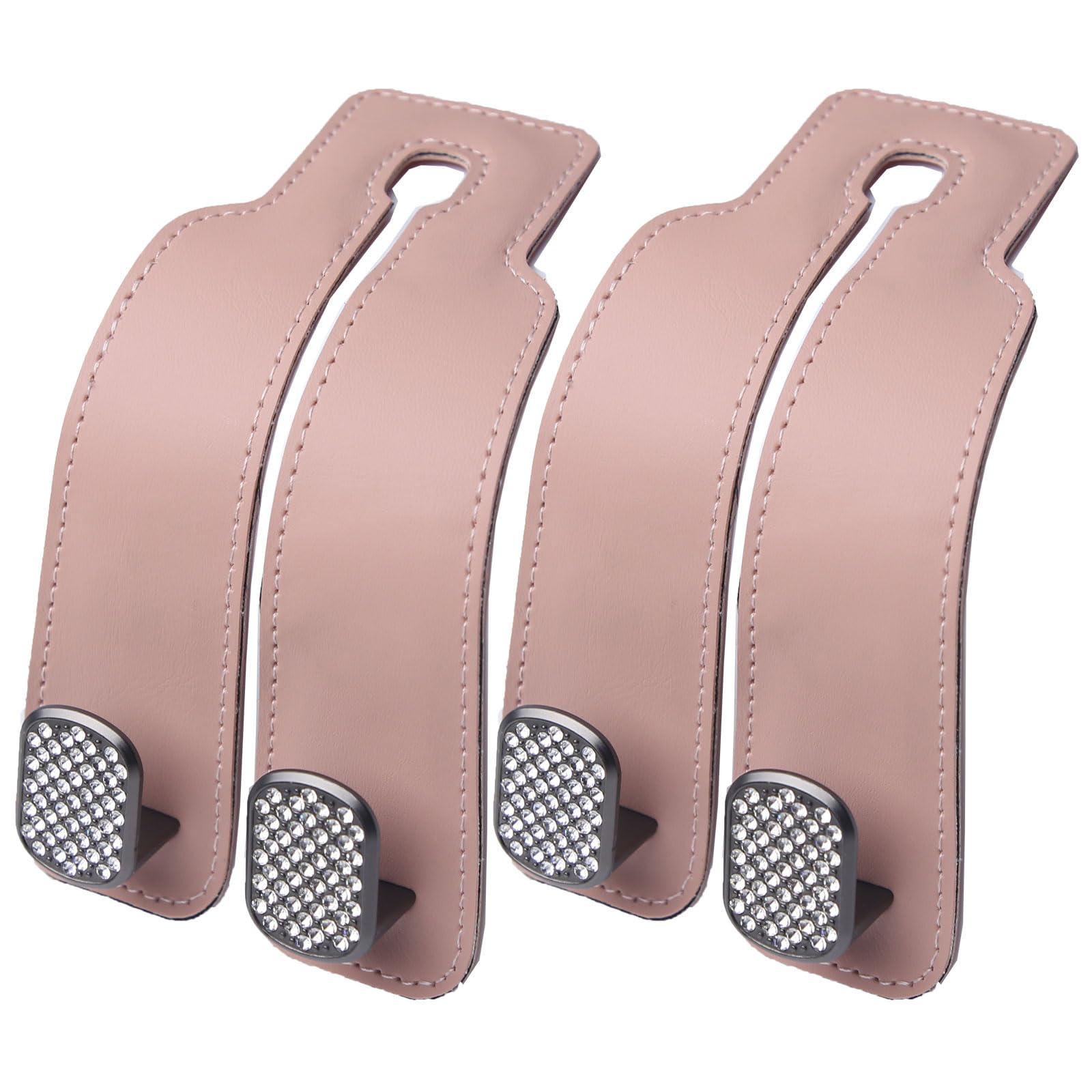 Mtverve 2 Pack Car Seat Hooks for Headrest, Bling Purse Hook for Car, Car Headrest Hooks for Purses and Bags, Seat Hooks (2 Pack, Pink)