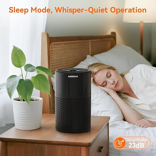 Miniatura 6 de AIRROMI Purificador de aire para mascotas para alergias en el hogar, hasta 660 pies . Filtro de carbón activado desodorizante HEPA, con esponja de
