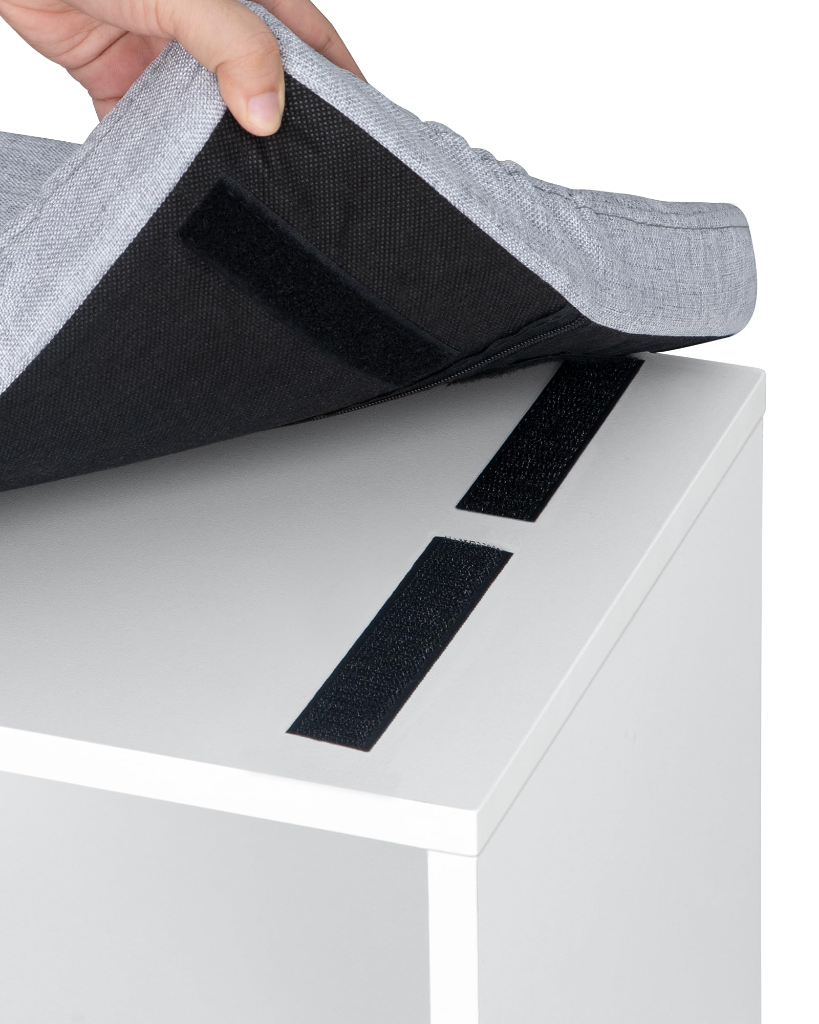 Hzuaneri Schuhbank mit Sitzfläche, weiß-grau, 6 Fächer, 30x60x52,7cm | Schuhregal, Sitzbank mit Stauraum, Kissen, verstellbare Ablagen, für Wohnzimmer, Flur, Schlafzimmer, SB09903X