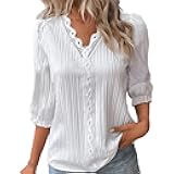Women Summer Lace V Neck Plain Lace Elegant Shirt Fashion Solid Color Elegant Blouse Short Sleeve Plus Size Scrub Tops