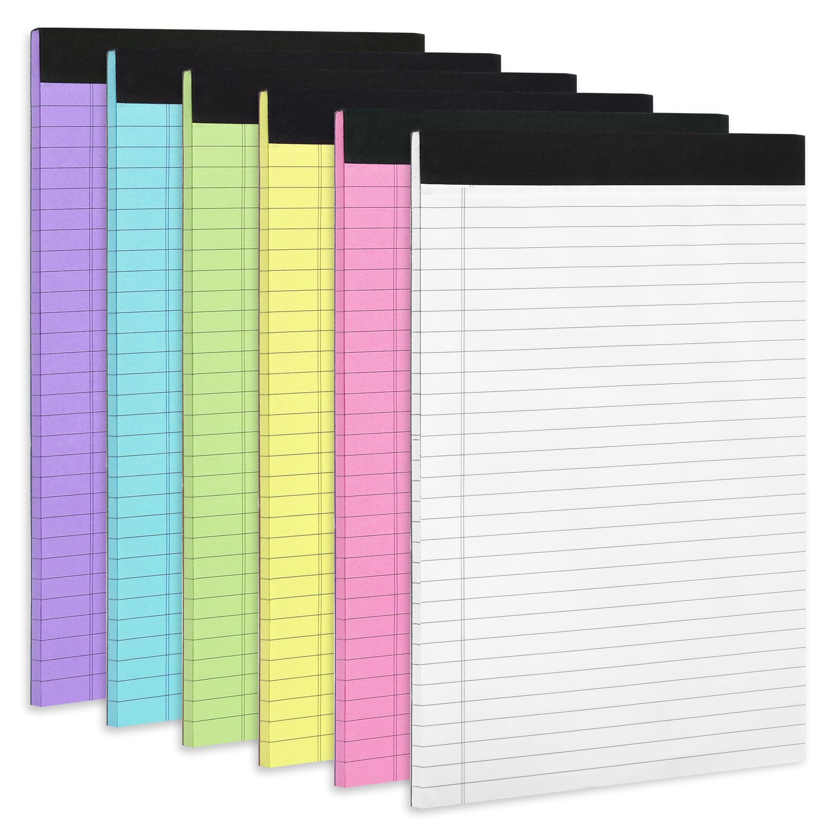 LABUK Colored Legal Pads 8.5x11, 6 Pack Note Pads 8.5x11, Wide Ruled, 40 Sheets Per Writing Pad, 80 GSM Colored Paper, Perforated Notepad for Office,