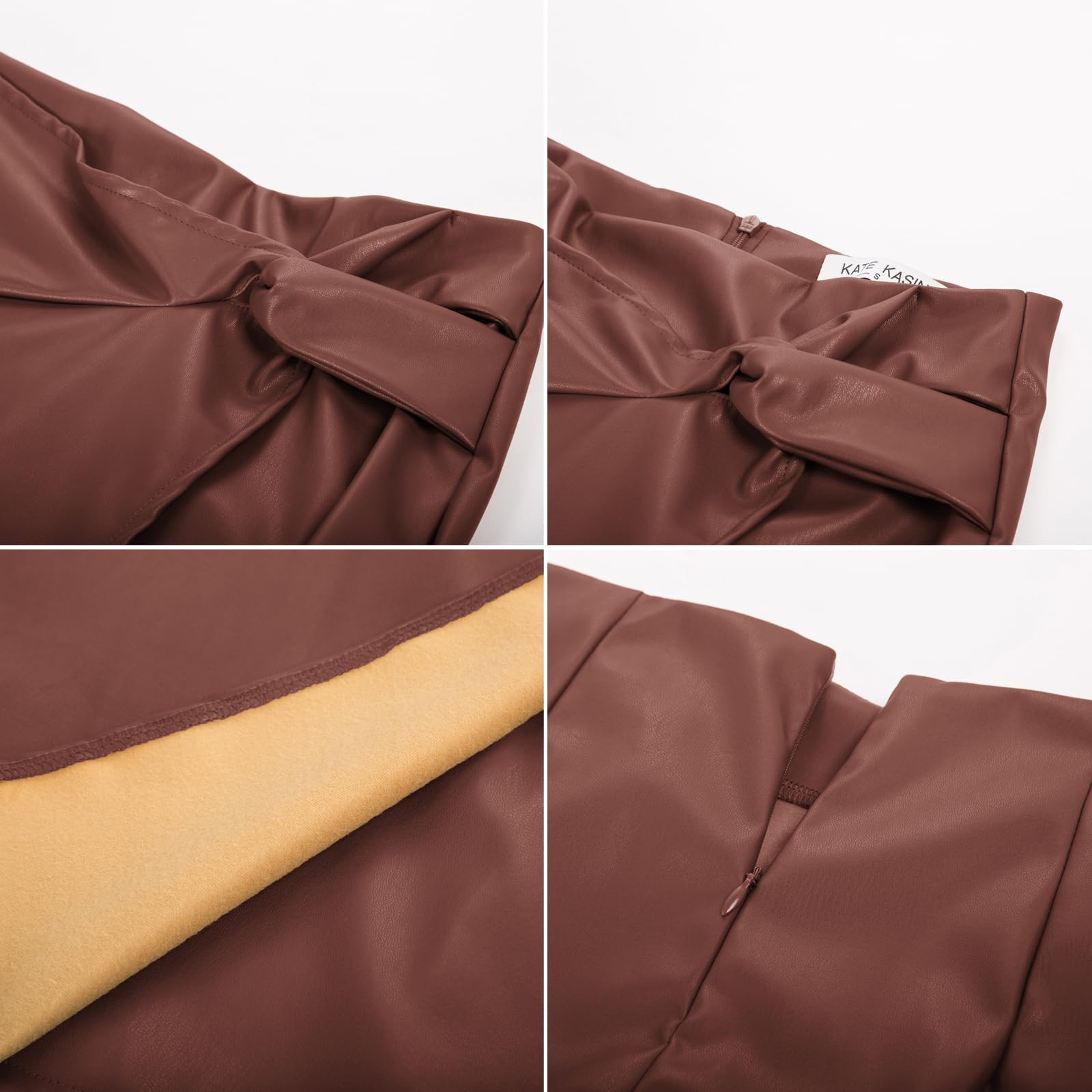 Kate Kasin Jupe crayon moulante en similicuir taille haute pour femme