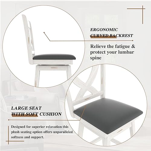 Miniatura 5 de Betterhood Taburetes giratorios de 29 pulgadas de altura, taburetes de bar giratorios con respaldo alto con asiento tapizado de piel sintética y
