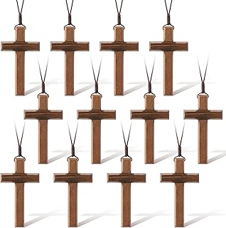 Wood Cross Necklace Bulk for Men and Women, Wooden Jesus Cross Necklace Gift, Car Mirror Hanging Pendant,Christian Gift(3.35 x 1.97 Inch)