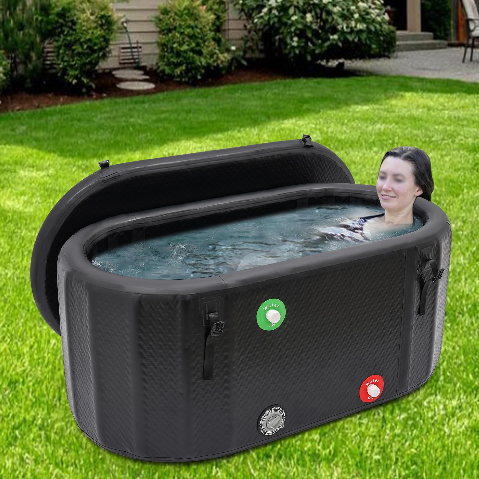 Bagno di ghiaccio, vasca da bagno gonfiabile, per adulti, per la casa, autoportante, mobile, vasca da bagno con coperchio, terapia del freddo per atleti, rigenerazione dopo lo sport, pattinaggio sul