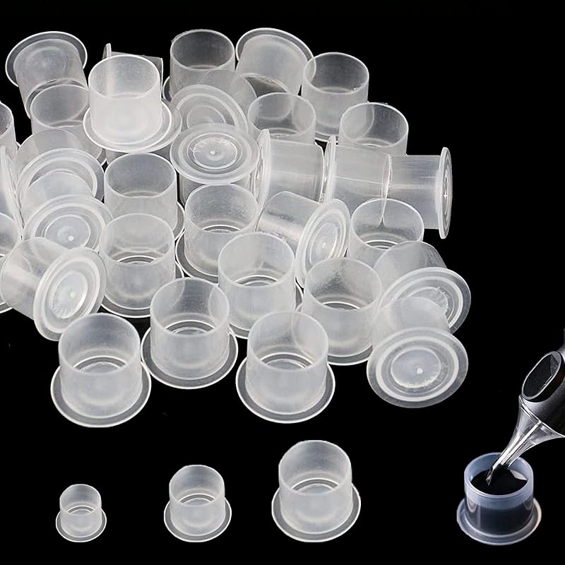 Yuelong Copos para Tinta de Tatuagem com Base, Tamanhos #11, #14 e #17, Pacote com 1000 unidades