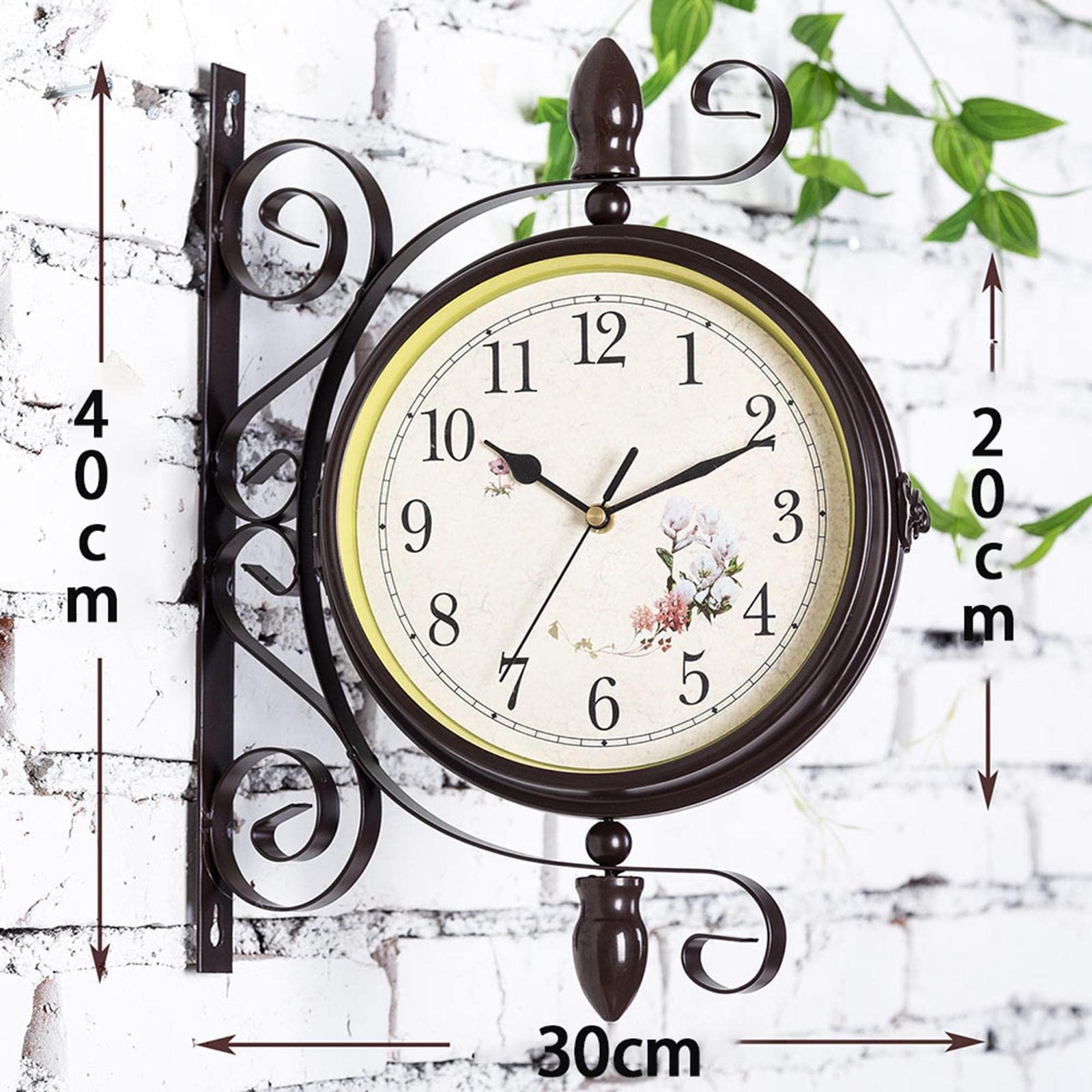 LOVIVER Reloj de Pared de Doble Cara de Estilo Retro, Relojes de Montaje en Pared batería silenciosos para Sala de Estar, hogar, Interior,