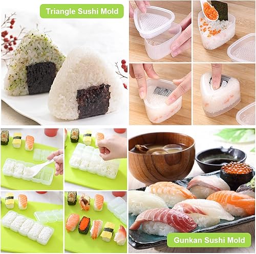 Miniatura 6 de Kit de fabricación de sushi de 29 piezas, hecho todo en uno para hacer sushi bazuca con alfombrilla de sushi de bambú, palillos de bambú,