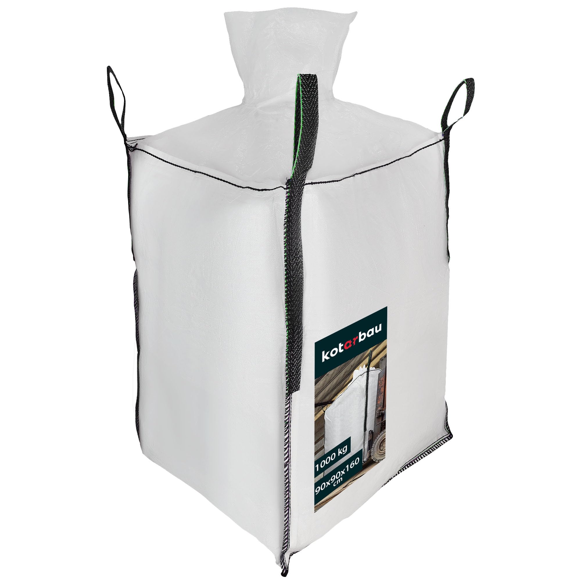 KOTARBAU® Big Bag, sacchi per rifiuti da giardino, 90x90x160 cm, grembiule e imbuto di scarico 1000 kg, in polipropilene, pesanti, da giardino, costruzione