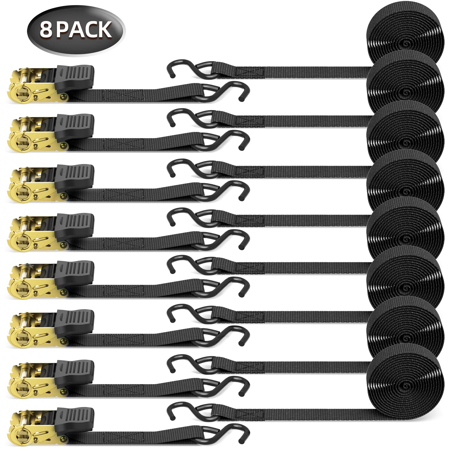 Buy Ratchet Tie Down Strap 8Pack 15 Ft 500 lbs Load Cap with 1500