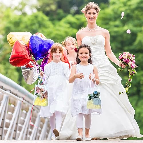 Miniatura 6 de Leinuosen 40 bolsas de regalo de PVC transparente con asas, lindas bolsas de plástico reutilizables para bodas, cumpleaños, fiestas del día de San