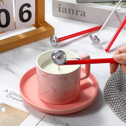 Miniatura 6 de Termómetro de cocina de acero inoxidable de 6 piezas con tallo rojo de 5 pulgadas de largo, termómetro de esfera de 1 pulgada, termómetro de espuma