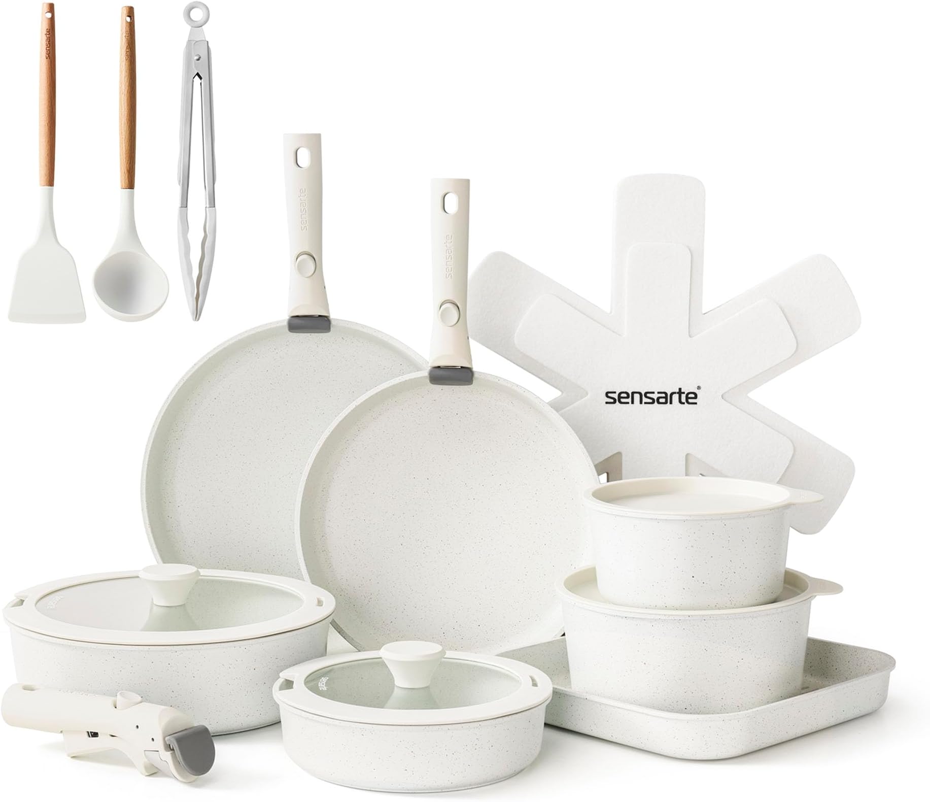 Set De Cuisine Stoneline 13 Pièces – Casseroles Et Poêles En Céramique Avec Particules De Pierre – Compatible Induction, Revêtement Antiadhésif Renforcé