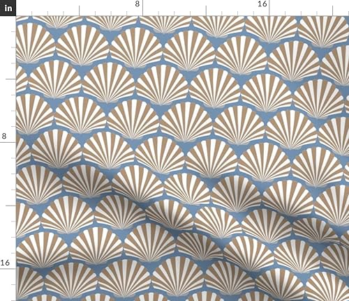 Miniatura 4 de Spoonflower Fabric - Shells Blue Preppy Art Deco Sand White Coastal Beach Nautical Printed on Petal Signature Cotton Fabric Fat Quarter - Sewing