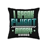 Programming Themed Coder Designs I Speak Fluent Binary Code Programmer Throw Pillow, 16x16, Multicolor