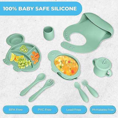 Miniatura 7 de Baby Led Weaning Supplies - Juego de alimentación de silicona para bebés - Juego de placas de succión de silicona ultra completo. Juego de platos