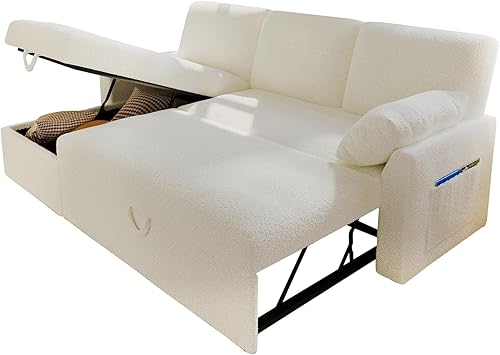 Miniatura 8 de VanAcc Sofá cama Overisze de 110 pulgadas, cama extraíble 2 en 1, sofá cama modular con diván de almacenamiento doble para sala de estar, sofá