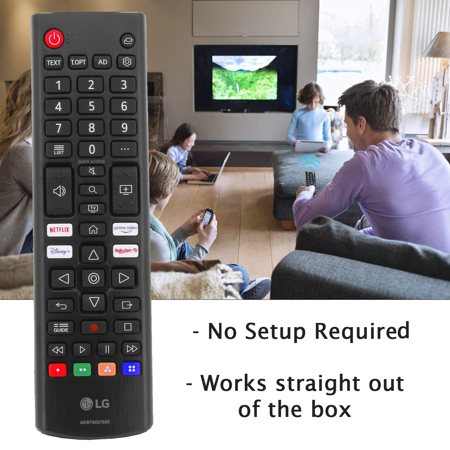 Original AKB76040301 TV Remote Control Compatible with LG 24TQ520SPZ 28TQ525S 50UQ75006LF 55UQ75006LF 65UQ75006LF Smart HDR LED — view 7