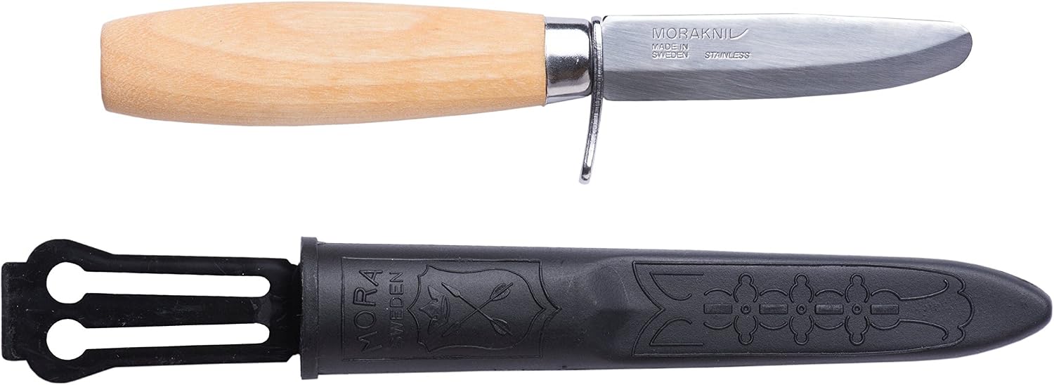 Morakniv Rookie Fixed Blade Safe Knife for Kids with Blunt Tip , Black