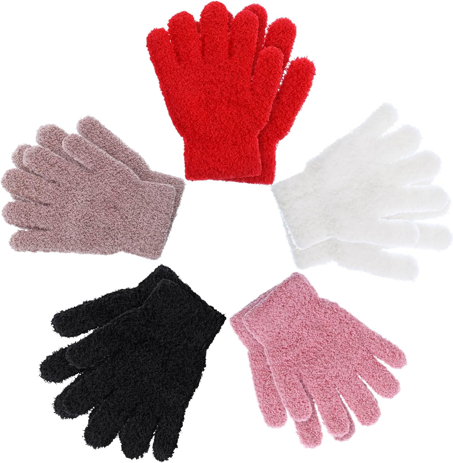 EBOOT 3 Pairs Kids Knit Gloves for Boys and Girls Warm Winter Full Fingers Stretchy Gloves for Kids Mittens Children
