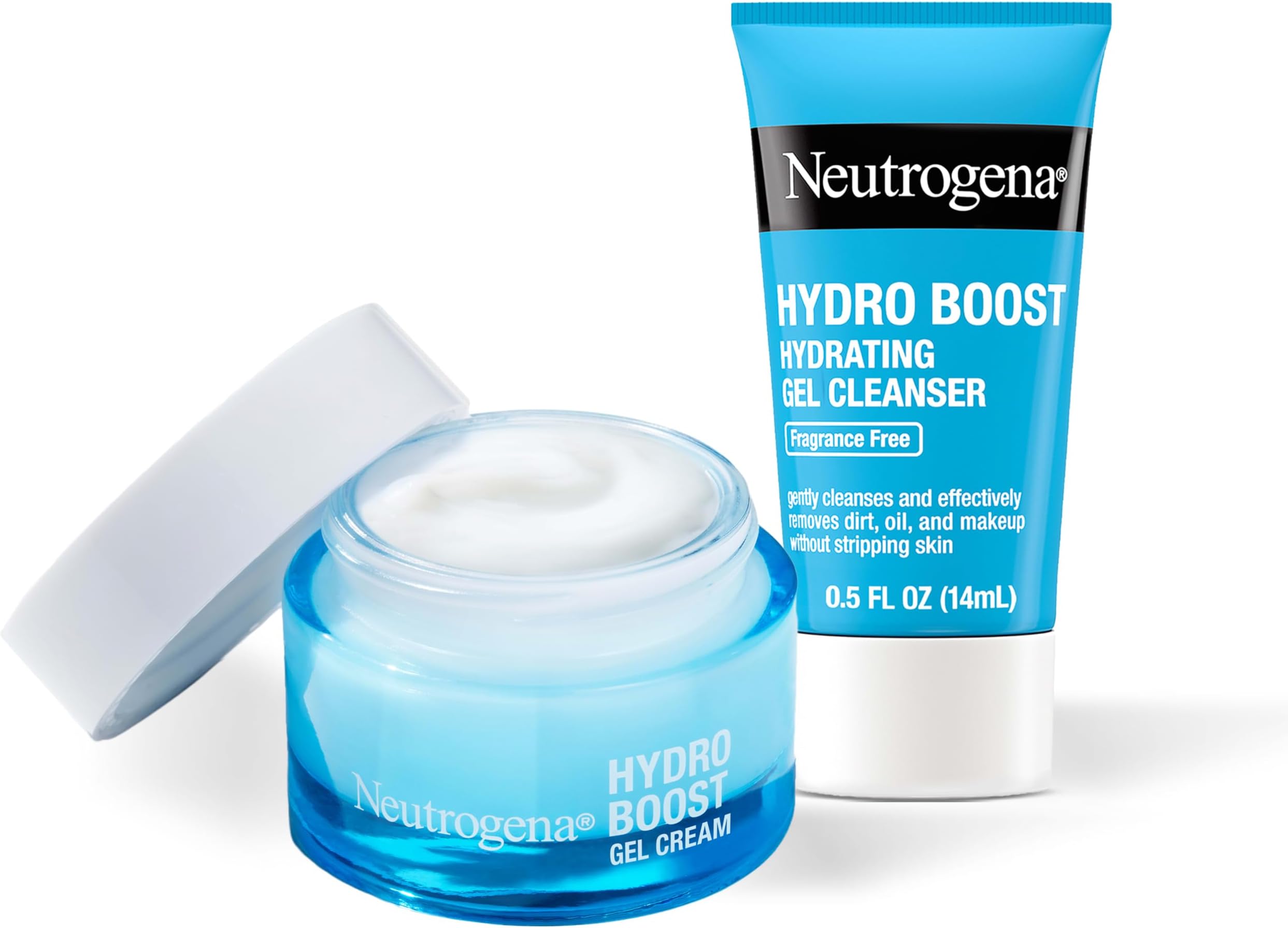 Hydro Boost Hydrating Gel Cream Face Moisturizer for Sensitive Skin 1.7 fl oz plus Hydrating Gel Cleanser 0.5 fl oz Alcohol and Fragrance Free Hyaluronic Acid Daily Hydration Routine