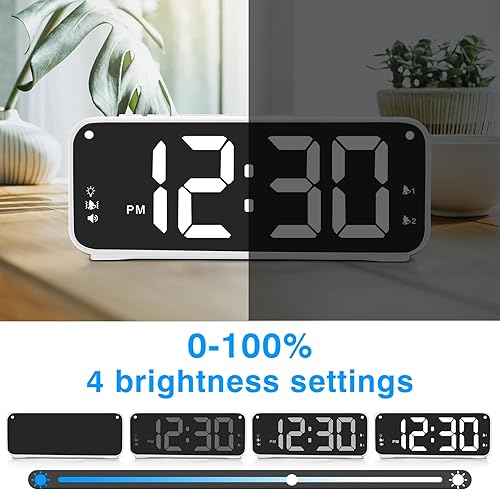 Miniatura 4 de Meloya Reloj despertador súper fuerte para durmientes pesados, reloj despertador dual para dormitorios, reloj despertador digital vibratorio con