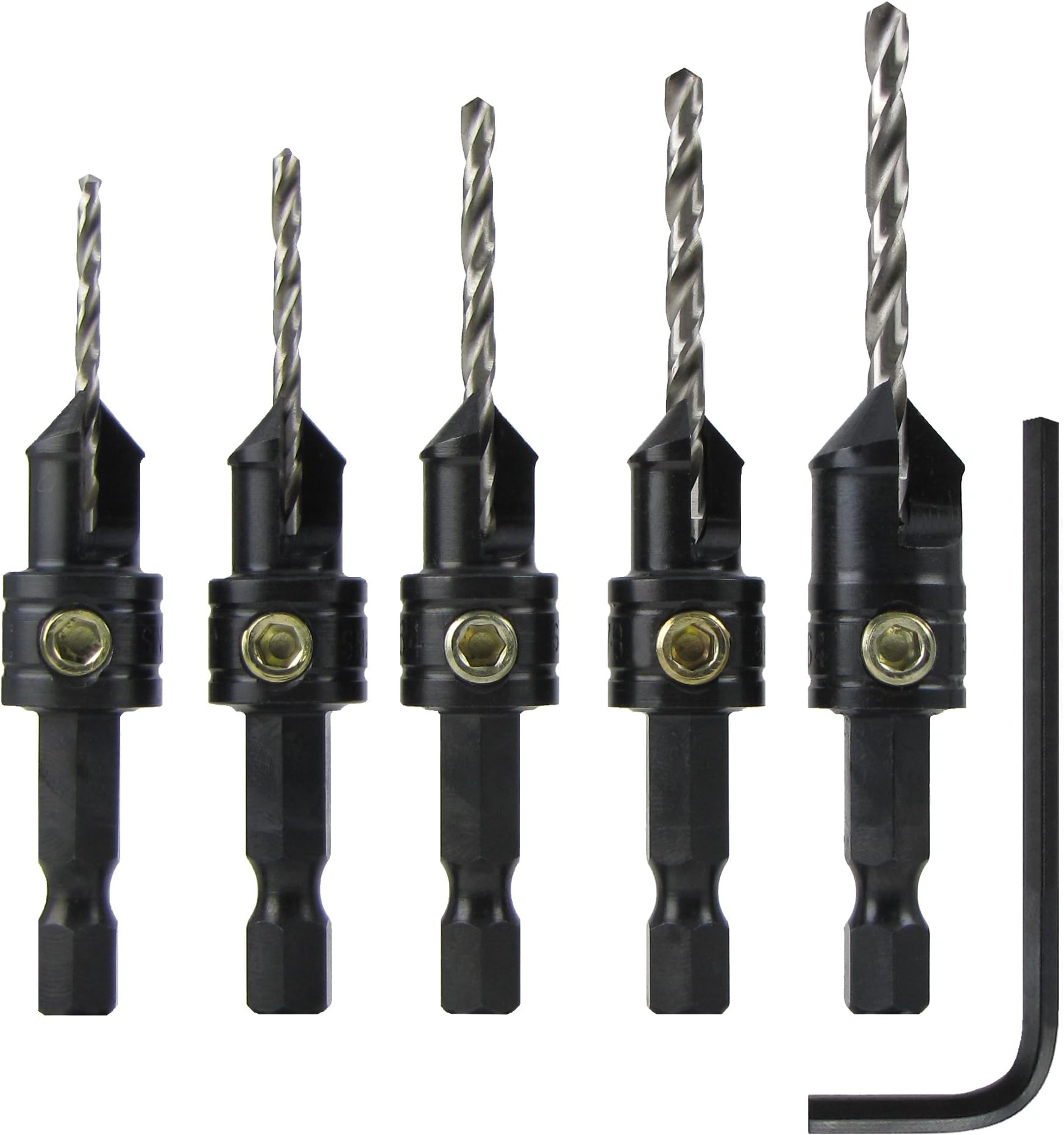 Snappy 5pc Gold Screw Countersink Drill Bit Set 5/64-9-64" USA