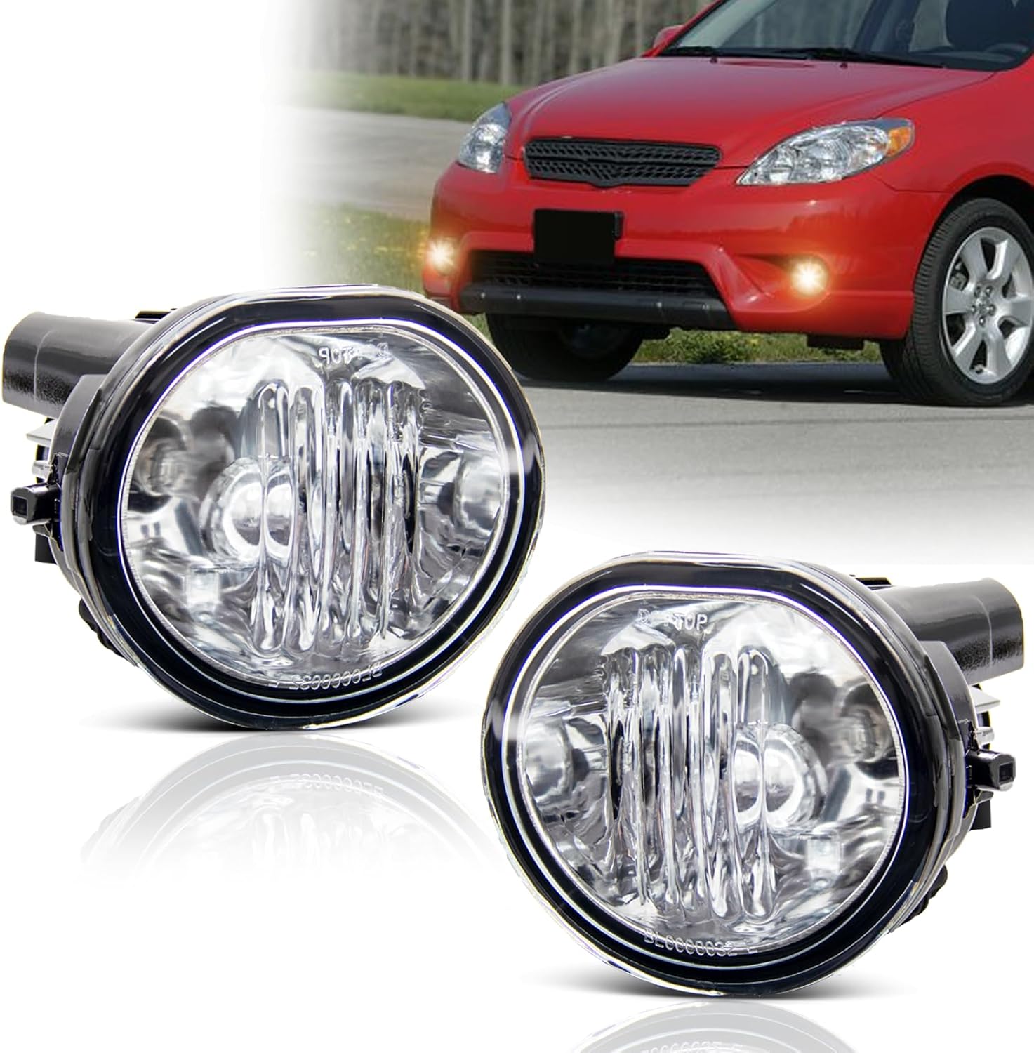 Fog Lights Assembly for 2003 2004 2005 2006 2007 2008 Toyota Matrix Replacement Kit for 2003-2008 Pontiac Vibe 2004-2009 2010 Scion TC with 9006 12V 55W Halogen Bulbs ​Clear Lens